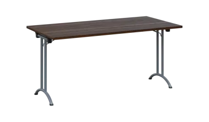 SLA 160 lak skládací jednací stůl 1600x800, deska 25 mm, podnož stříbrný lak, deska ořech královský